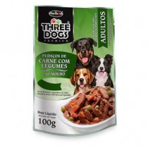 Three Dogs Sache Pedaços de Carne Com Legumes ao Molho - 100 g